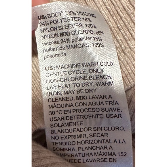 White House Black Market Ribbed Pleated Sleeve Button Neck Top‎ Beige Women's S - Picture 7 of 8